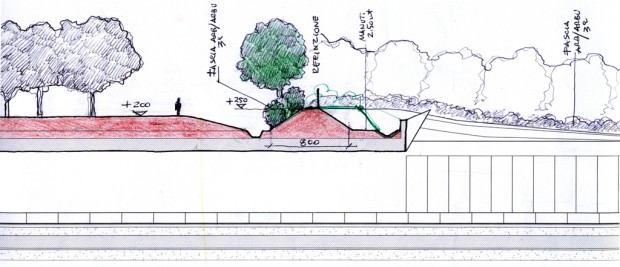 Schizzo di progetto, sezione con duna