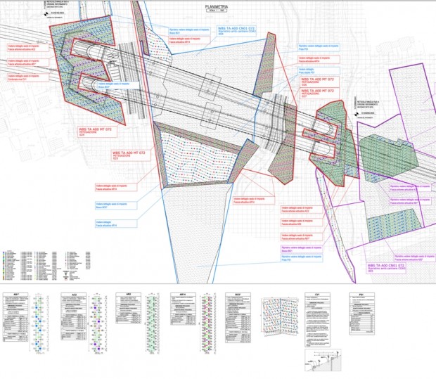 Tratta A, planimetria mitigazioni presso l'attraversamento del fiume Olona