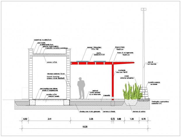 Dettaglio costruttivo area di sosta