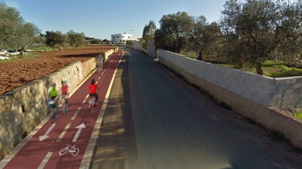 Fotoinserimento pista cicalbile di progetto in sede promiscua