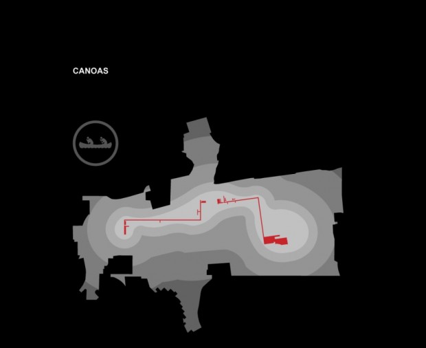 Schema del percorso in canoa
