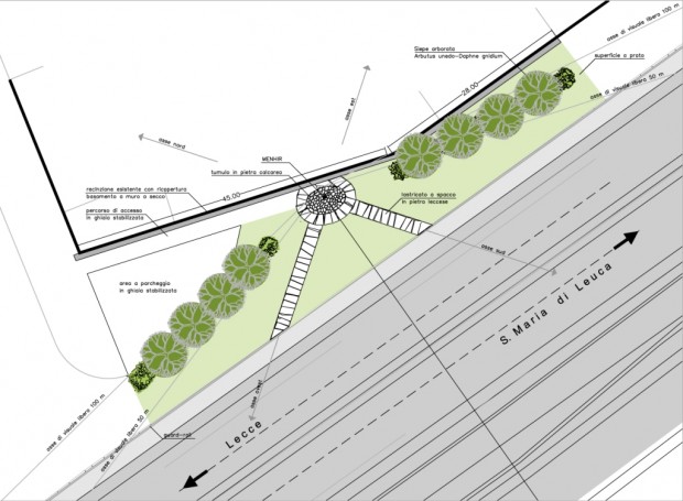 Planimetria di progetto per la riqualificazione del menhir
